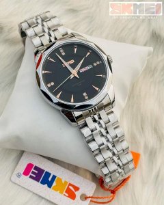 SKMEI Men Watch Fashion Waterproof Stainless Steel Date Day Display Men Quartz Watch 9268 - Silver & Black