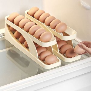 2 Leyer Egg Dispenser New Automatic Scrolling Egg Rack Holder Cream