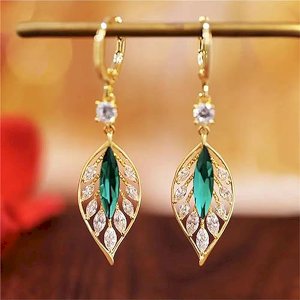  Gold Plated Luxury Leaf Shape Ear Ring