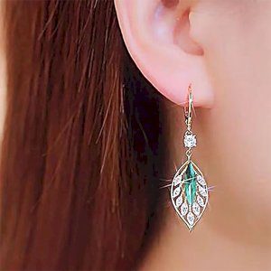  Gold Plated Luxury Leaf Shape Ear Ring