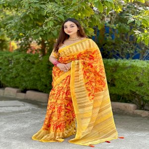 Chandery Premium  Half Silk Saree with Blouse pcs