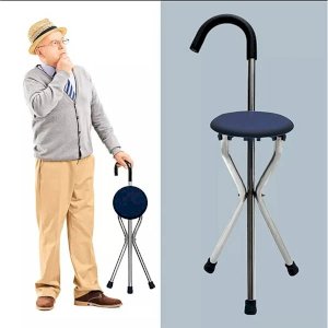 Aluminum  Old Man Crutch Chair Three Legs Fold Multifunction Seat 