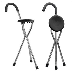 Aluminum  Old Man Crutch Chair Three Legs Fold Multifunction Seat 