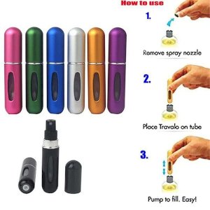 ( 5 Pcs)5ml Portable Mini Refillable Aluminum Perfume Bottle