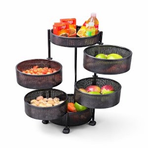 6 Layer Full Metal Fruit and Vegetable Round Rack with Wheels