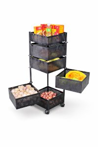 6 Layer Full Metal Fruit and Vegetable Square Rack with Wheels
